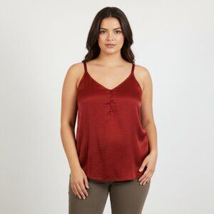 *Michel Studio Red Satin Tank Top Blouse